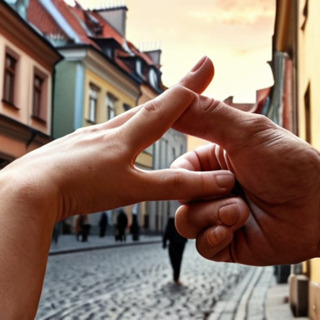 **A comforting image of a hand reaching out to another in support, set against the backdrop of Warsaw's Old Town. The scene should evoke a sense of hope and resilience, with soft, warm lighting.**