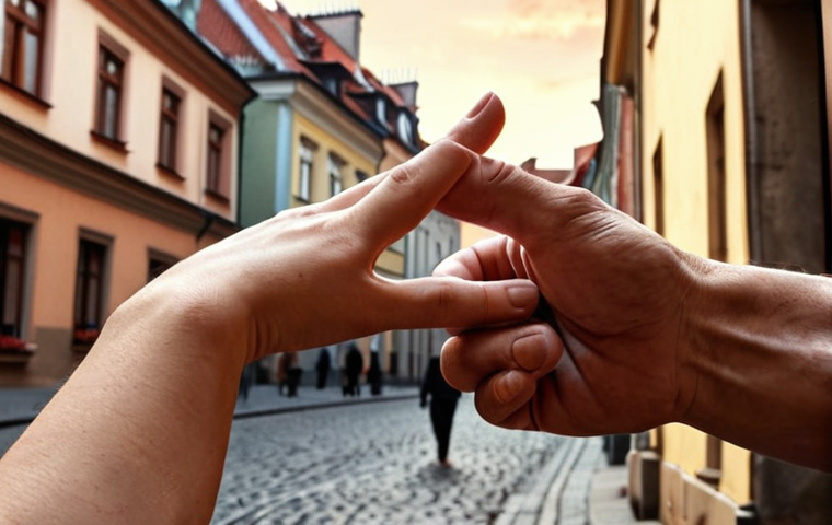 **A comforting image of a hand reaching out to another in support, set against the backdrop of Warsaw's Old Town. The scene should evoke a sense of hope and resilience, with soft, warm lighting.**